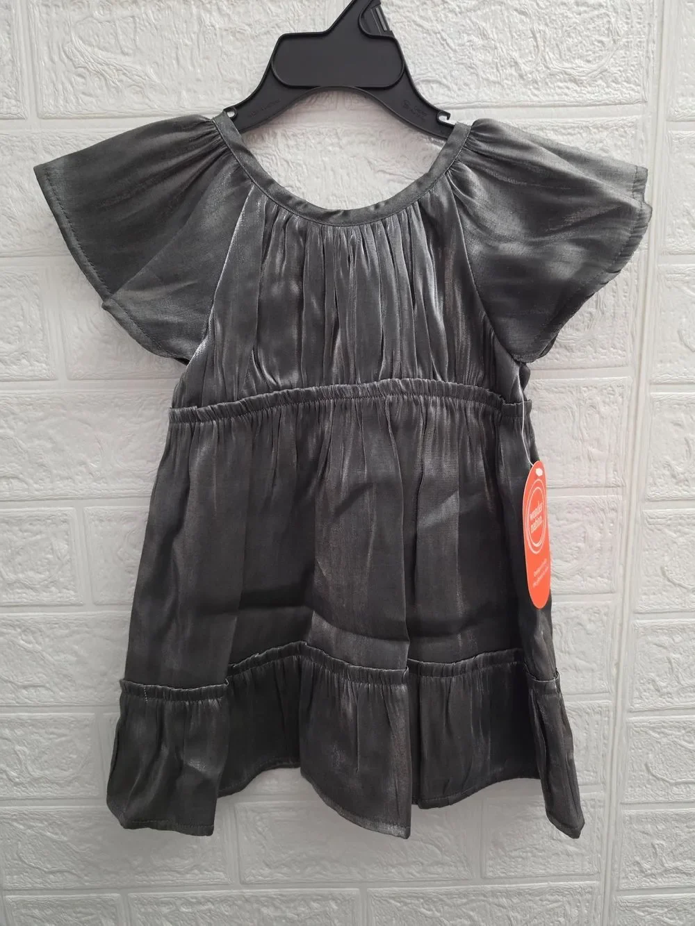 Nwt Wonder Nation Toddler Girls' Metallic Accent Party Dress Flutter Sleeve